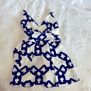 Blue and white Luxxel dress/romper size small